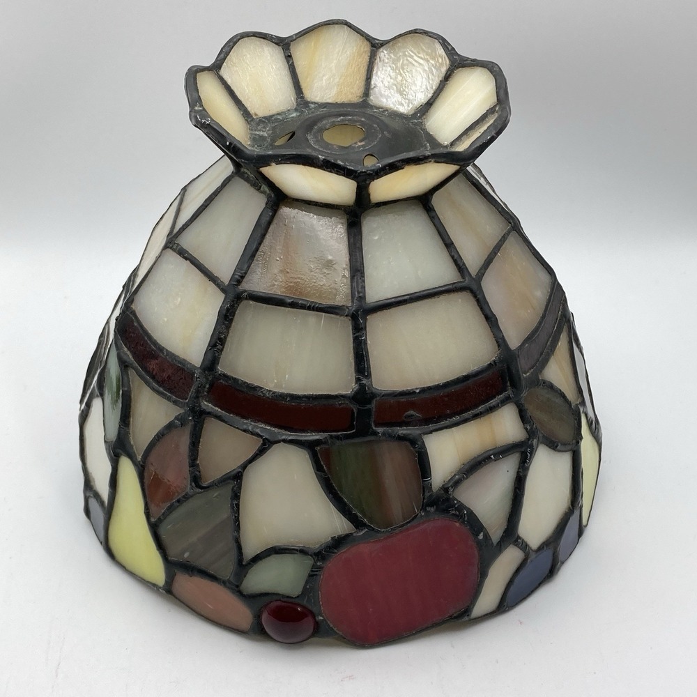 Stained Glass Lamp Shade Only / 4.75" Tall 5.75" Wide Fruit Motif Tiffany Style